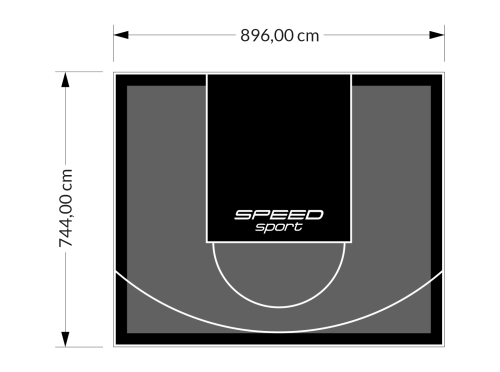 67M2/744X896CM GRAFITOWO-CZARNE BOISKO DO KOSZYKÓWKI SPEEDSPORT HEXA POWER PRO