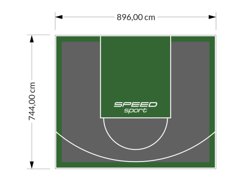 67M2/744X896CM GRAFITOWO-ZIELONE BOISKO DO KOSZYKÓWKI SPEEDSPORT HEXA POWER PRO