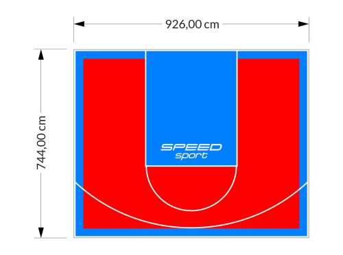 69M2/744X926CM CZERWONO-BŁĘKITNE BOISKO DO KOSZYKÓWKI SPEEDSPORT HEXA POWER PRO