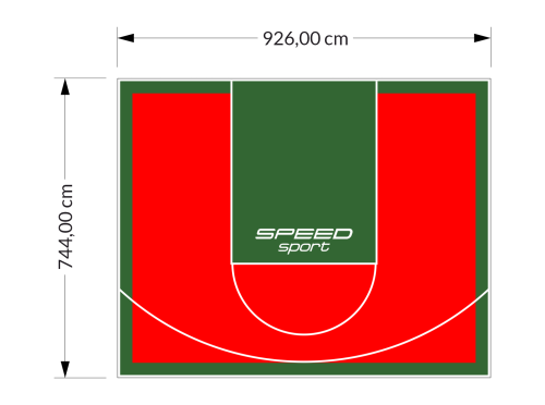 69M2/744X926CM CZERWONO-ZIELONE BOISKO DO KOSZYKÓWKI SPEEDSPORT HEXA POWER PRO