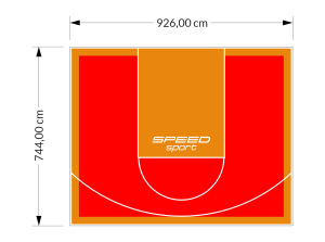 69M2/744X926CM CZERWONO-POMARAŃCZOWE BOISKO DO KOSZYKÓWKI SPEEDSPORT HEXA POWER PRO