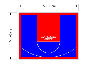 69M2/744X926CM NIEBIESKO-CZERWONE BOISKO DO KOSZYKÓWKI SPEEDSPORT HEXA POWER PRO