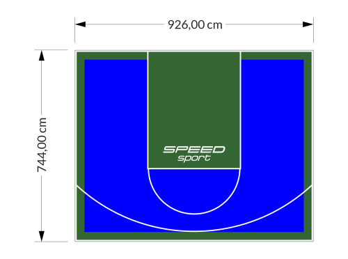 69M2/744X926CM NIEBIESKO-ZIELONE BOISKO DO KOSZYKÓWKI SPEEDSPORT HEXA POWER PRO
