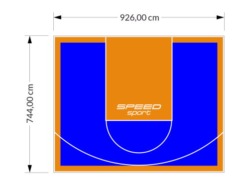 69M2/744X926CM NIEBIESKO-POMARAŃCZOWE BOISKO DO KOSZYKÓWKI SPEEDSPORT HEXA POWER PRO