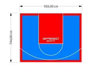 69M2/744X926CM BŁĘKITNO-CZERWONE BOISKO DO KOSZYKÓWKI SPEEDSPORT HEXA POWER PRO