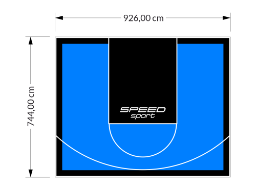 69M2/744X926CM BŁĘKITNO-CZARNE BOISKO DO KOSZYKÓWKI SPEEDSPORT HEXA POWER PRO