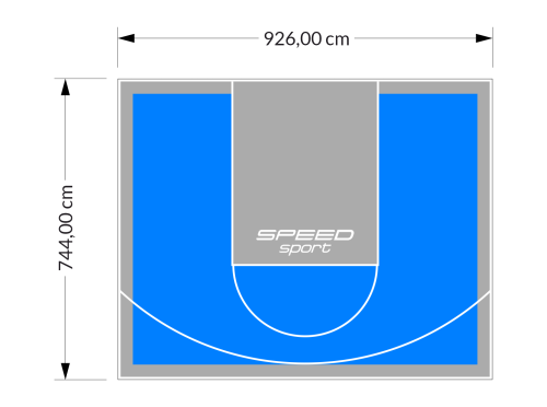 69M2/744X926CM BŁĘKITNO-SZARE BOISKO DO KOSZYKÓWKI SPEEDSPORT HEXA POWER PRO