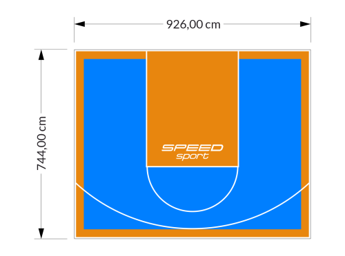 69M2/744X926CM BŁĘKITNO-POMARAŃCZOWE BOISKO DO KOSZYKÓWKI SPEEDSPORT HEXA POWER PRO