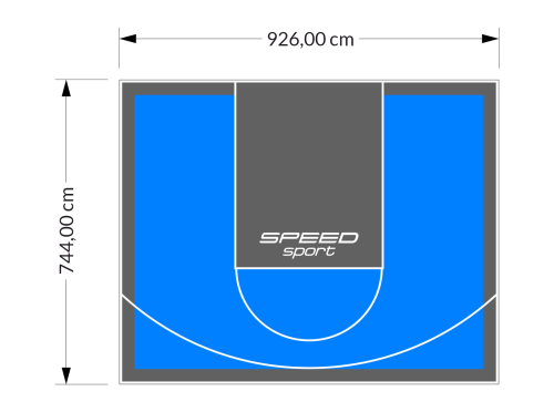69M2/744X926CM BŁĘKITNO-GRAFITOWE BOISKO DO KOSZYKÓWKI SPEEDSPORT HEXA POWER PRO