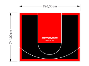 69M2/744X926CM CZARNO-CZERWONE BOISKO DO KOSZYKÓWKI SPEEDSPORT HEXA POWER PRO