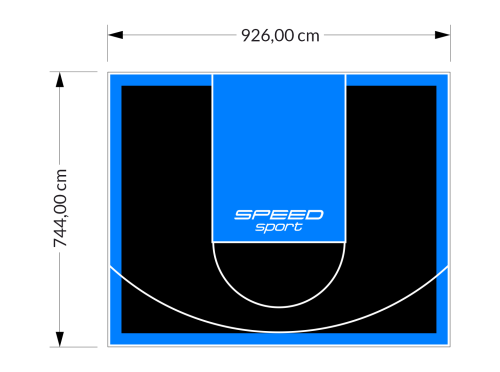 69M2/744X926CM CZARNO-BŁĘKITNE BOISKO DO KOSZYKÓWKI SPEEDSPORT HEXA POWER PRO