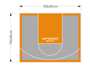 69M2/744X926CM SZARO-POMARAŃCZOWE BOISKO DO KOSZYKÓWKI SPEEDSPORT HEXA POWER PRO