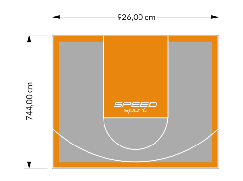 69M2/744X926CM SZARO-POMARAŃCZOWE BOISKO DO KOSZYKÓWKI SPEEDSPORT HEXA POWER PRO
