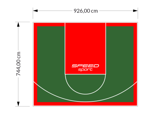 69M2/744X926CM ZIELONO-CZERWONE BOISKO DO KOSZYKÓWKI SPEEDSPORT HEXA POWER PRO