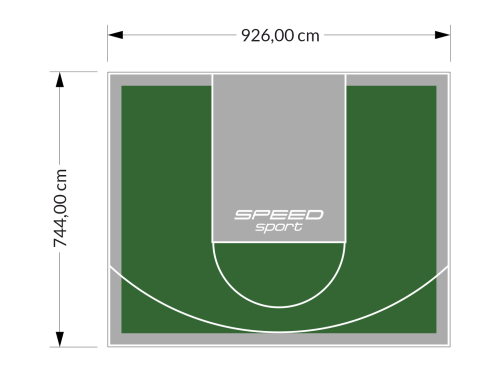 69M2/744X926CM ZIELONO-SZARE BOISKO DO KOSZYKÓWKI SPEEDSPORT HEXA POWER PRO