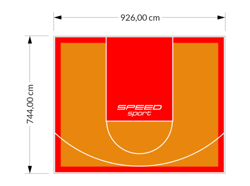 69M2/744X926CM POMARAŃCZOWO-CZERWONE BOISKO DO KOSZYKÓWKI SPEEDSPORT HEXA POWER PRO