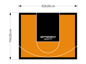 69M2/744X926CM POMARAŃCZOWO-CZARNE BOISKO DO KOSZYKÓWKI SPEEDSPORT HEXA POWER PRO