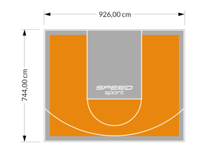 69M2/744X926CM POMARAŃCZOWO-SZARE BOISKO DO KOSZYKÓWKI SPEEDSPORT HEXA POWER PRO