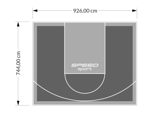 69M2/744X926CM GRAFITOWO-SZARE BOISKO DO KOSZYKÓWKI SPEEDSPORT HEXA POWER PRO