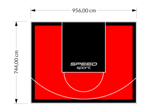 71M2/744X956CM CZERWONO-CZARNE BOISKO DO KOSZYKÓWKI SPEEDSPORT HEXA POWER PRO
