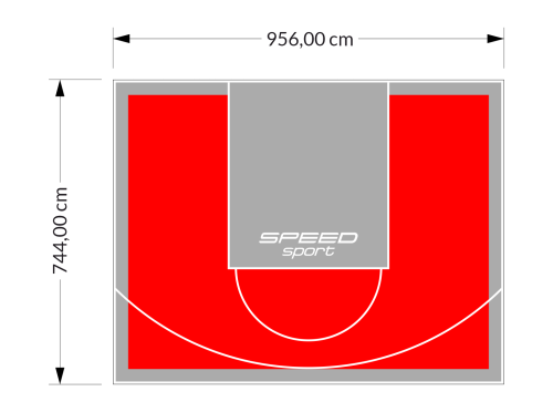 71M2/744X956CM CZERWONO-SZARE BOISKO DO KOSZYKÓWKI SPEEDSPORT HEXA POWER PRO