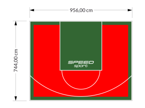 71M2/744X956CM CZERWONO-ZIELONE BOISKO DO KOSZYKÓWKI SPEEDSPORT HEXA POWER PRO