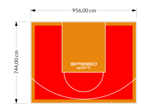 71M2/744X956CM CZERWONO-POMARAŃCZOWE BOISKO DO KOSZYKÓWKI SPEEDSPORT HEXA POWER PRO