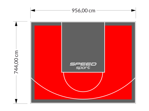 71M2/744X956CM CZERWONO-GRAFITOWE BOISKO DO KOSZYKÓWKI SPEEDSPORT HEXA POWER PRO