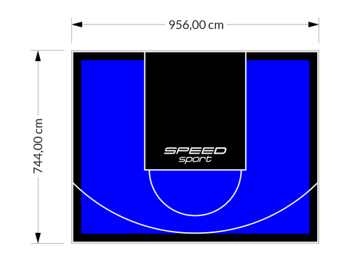 71M2/744X956CM NIEBIESKO-CZARNE BOISKO DO KOSZYKÓWKI SPEEDSPORT HEXA POWER PRO
