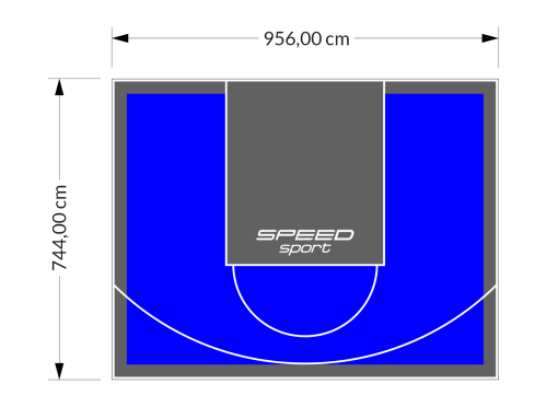 71M2/744X956CM NIEBIESKO-GRAFITOWE BOISKO DO KOSZYKÓWKI SPEEDSPORT HEXA POWER PRO