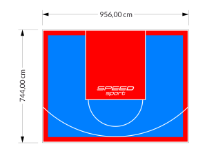 71M2/744X956CM BŁĘKITNO-CZERWONE BOISKO DO KOSZYKÓWKI SPEEDSPORT HEXA POWER PRO