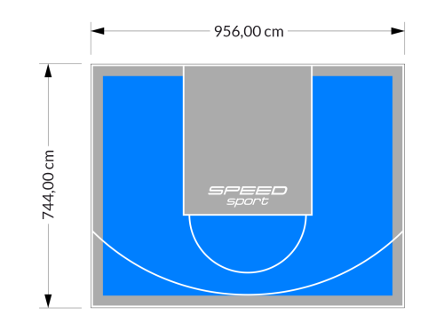 71M2/744X956CM BŁĘKITNO-SZARE BOISKO DO KOSZYKÓWKI SPEEDSPORT HEXA POWER PRO