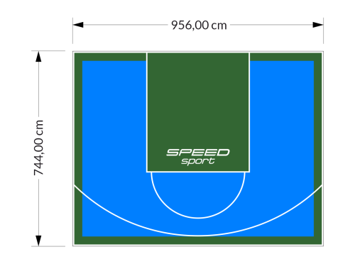 71M2/744X956CM BŁĘKITNO-ZIELONE BOISKO DO KOSZYKÓWKI SPEEDSPORT HEXA POWER PRO