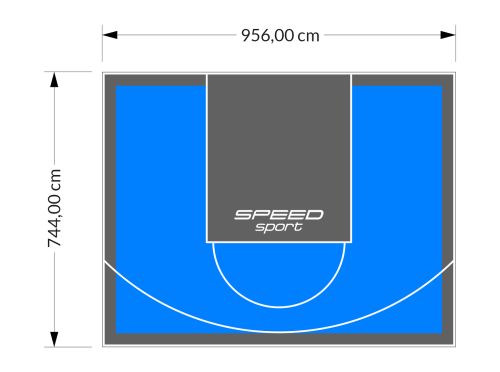 71M2/744X956CM BŁĘKITNO-GRAFITOWE BOISKO DO KOSZYKÓWKI SPEEDSPORT HEXA POWER PRO