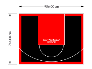 71M2/744X956CM CZARNO-CZERWONE BOISKO DO KOSZYKÓWKI SPEEDSPORT HEXA POWER PRO