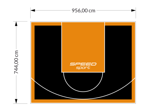 71M2/744X956CM CZARNO-POMARAŃCZOWE BOISKO DO KOSZYKÓWKI SPEEDSPORT HEXA POWER PRO