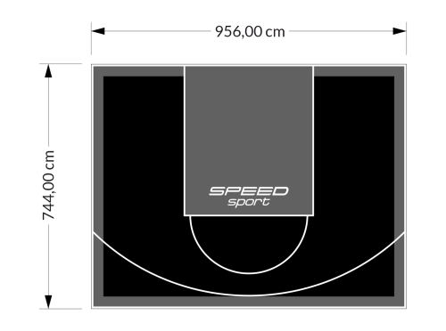 71M2/744X956CM CZARNO-GRAFITOWE BOISKO DO KOSZYKÓWKI SPEEDSPORT HEXA POWER PRO