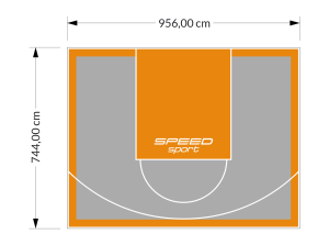71M2/744X956CM SZARO-POMARAŃCZOWE BOISKO DO KOSZYKÓWKI SPEEDSPORT HEXA POWER PRO