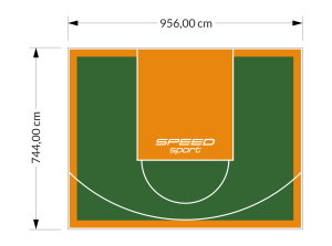 71M2/744X956CM ZIELONO-POMARAŃCZOWE BOISKO DO KOSZYKÓWKI SPEEDSPORT HEXA POWER PRO