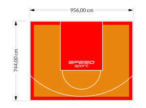 71M2/744X956CM POMARAŃCZOWO-CZERWONE BOISKO DO KOSZYKÓWKI SPEEDSPORT HEXA POWER PRO