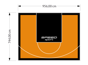 71M2/744X956CM POMARAŃCZOWO-CZARNE BOISKO DO KOSZYKÓWKI SPEEDSPORT HEXA POWER PRO