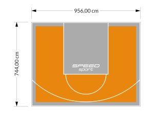 71M2/744X956CM POMARAŃCZOWO-SZARE BOISKO DO KOSZYKÓWKI SPEEDSPORT HEXA POWER PRO