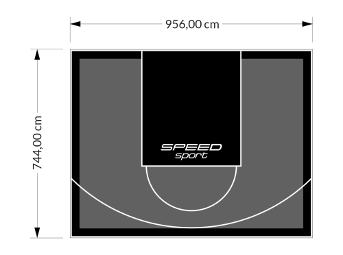 71M2/744X956CM GRAFITOWO-CZARNE BOISKO DO KOSZYKÓWKI SPEEDSPORT HEXA POWER PRO