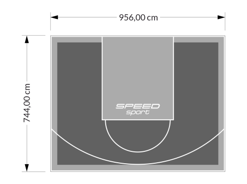 71M2/744X956CM GRAFITOWO-SZARE BOISKO DO KOSZYKÓWKI SPEEDSPORT HEXA POWER PRO