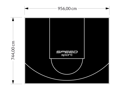 71M2/744X956CM CZARNE BOISKO DO KOSZYKÓWKI SPEEDSPORT HEXA POWER PRO