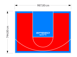 73M2/744X987CM CZERWONO-BŁĘKITNE BOISKO DO KOSZYKÓWKI SPEEDSPORT HEXA POWER PRO