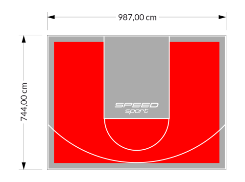73M2/744X987CM CZERWONO-SZARE BOISKO DO KOSZYKÓWKI SPEEDSPORT HEXA POWER PRO