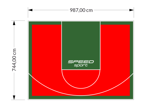 73M2/744X987CM CZERWONO-ZIELONE BOISKO DO KOSZYKÓWKI SPEEDSPORT HEXA POWER PRO