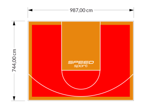 73M2/744X987CM CZERWONO-POMARAŃCZOWE BOISKO DO KOSZYKÓWKI SPEEDSPORT HEXA POWER PRO