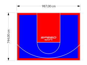 73M2/744X987CM NIEBIESKO-CZERWONE BOISKO DO KOSZYKÓWKI SPEEDSPORT HEXA POWER PRO